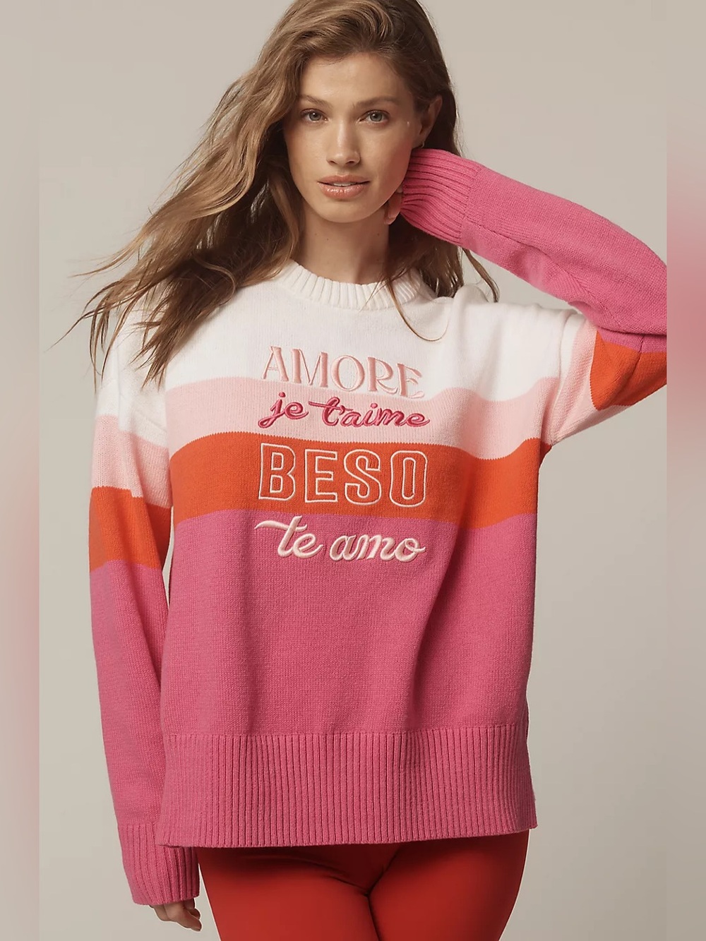 ANTHROPOLOGIE Beach Riot Callie Love Sweater Love Language $148 Retail NWT